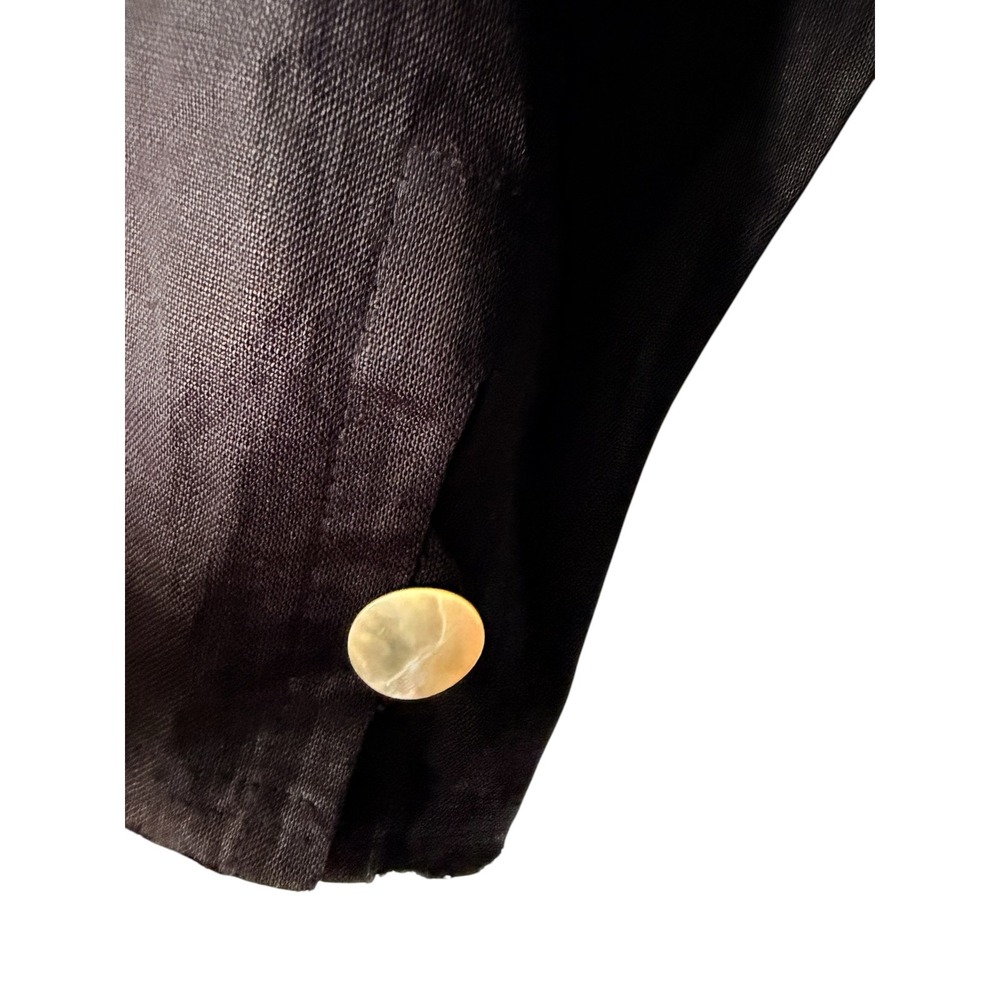 David Dart Collection 100% Linen Jacket Black S Mother of Pearl Buttons Vintage - Picture 3 of 6